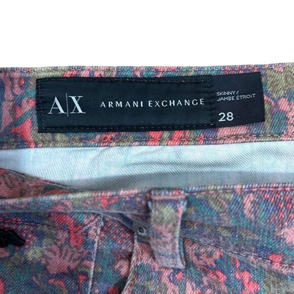 Armani Exchange Skinny Pink Floral Printed Mid Rise Jeans A/X - Picture 4 of 4